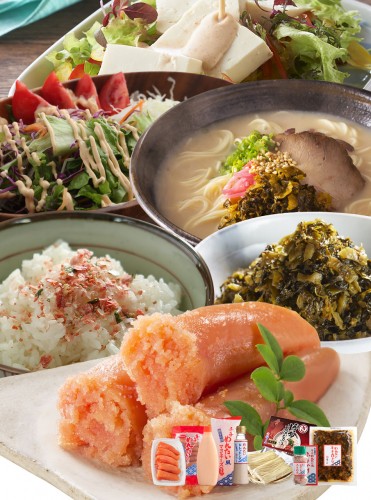 【帰省にはやっぱり明太子づくし】博多のご飯のお供セットB(切子無着色辛子めんたい、辛子めんたい風マヨネーズタイプ、めんたいドレッシング 、博多長浜とんこつラーメン、辛子明太風ふりかけ)めんたい辛子たかな130gプレゼント
