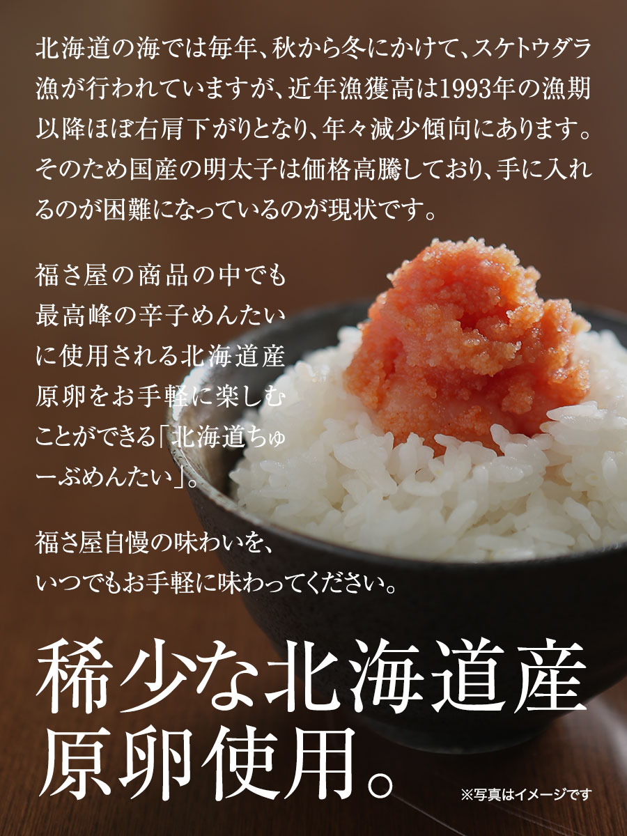 北海道ちゅーぶめんたい 70g 北海道原卵使用 福さ屋 辛子明太子 明太子